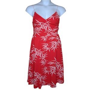VINTAGE 70s red Hawaiian spaghetti strap fit and‎ flare sun dress M